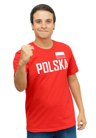 Happy football supporter from Polandの写真素材
