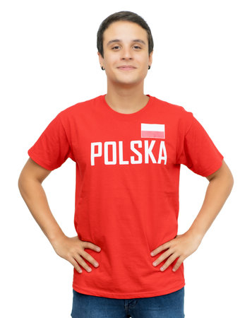 Young football supporter from Polandの写真素材