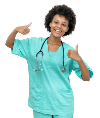 Motivated african american medical student isolated on white background for cut outの写真素材