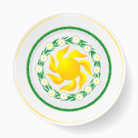 The dish, painting  floral patternのイラスト素材