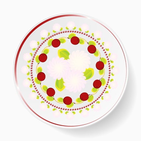 The dish, pattern with cherriesのイラスト素材