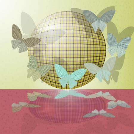 set of butterflies or group of insects near the ballのイラスト素材