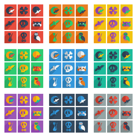 It is a set of Halloween with shadow flat concept modern designのイラスト素材