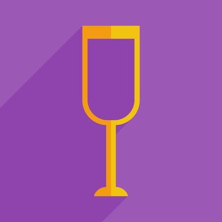 Flat icons modern design with shadow of glass and champagne. Vector illustrationのイラスト素材
