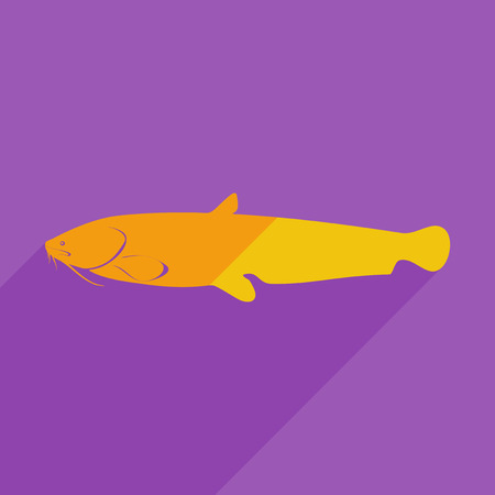 Flat icons modern design with shadow of catfish. Vector illustrationのイラスト素材