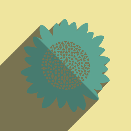 Flat icons with shadow of sunflower. Vector illustrationのイラスト素材