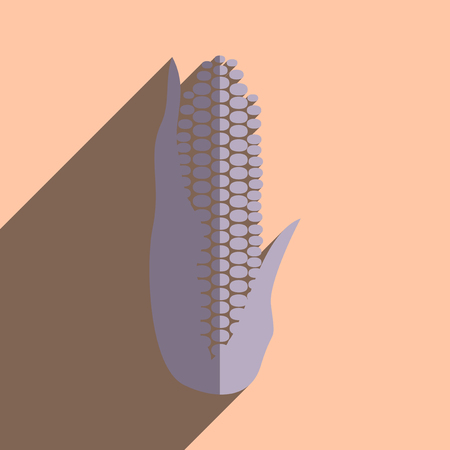 Flat icons with shadow of corn. Vector illustrationのイラスト素材