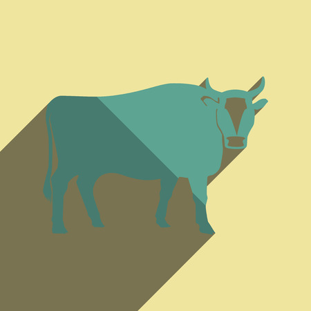 Flat icons with shadow of bull. Vector illustrationのイラスト素材