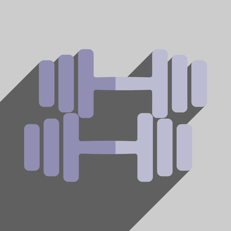 Flat icons with shadow of athletic dumbbell. Vector illustrationのイラスト素材