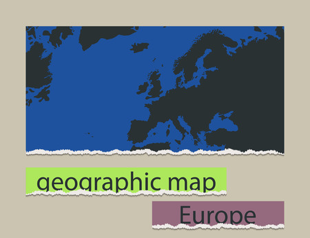 Geographic map and torn paper. Realistic image of the object Europeのイラスト素材