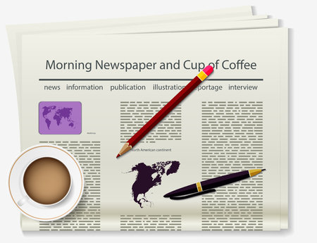 World map. Newspaper. Realistic image of the object. Vector illustrationのイラスト素材