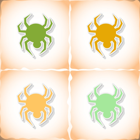 Spider. Flat sticker with shadow on old paper. Vector illustrationのイラスト素材