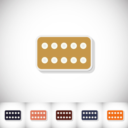 Pills. Flat sticker with shadow on white background. Vector illustrationのイラスト素材