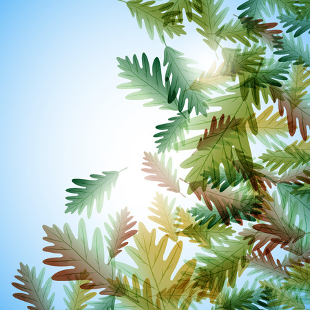 Illustration autumn still life. Oak leaves. Vector backgroundのイラスト素材