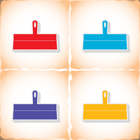 Trowel. Flat sticker with shadow on old paper. Vector illustrationのイラスト素材