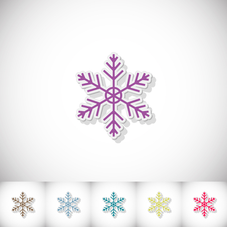 Snowflake. Flat sticker with shadow on white background. Vector illustrationのイラスト素材