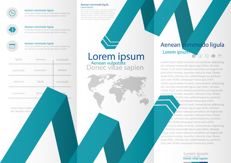 Blue fold set technology annual report brochure flyer design template vector, Leaflet cover presentation abstract geometric background, layout in A4 sizeのイラスト素材