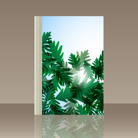 Book autumn still life. Oak leaves. Vector backgroundのイラスト素材