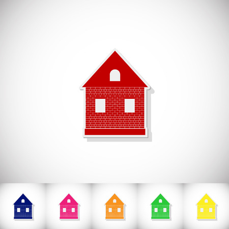 Home. Flat sticker with shadow on white background. Vector illustrationのイラスト素材