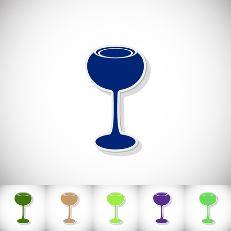 Wineglass. Flat sticker with shadow on white background. Vector illustrationのイラスト素材