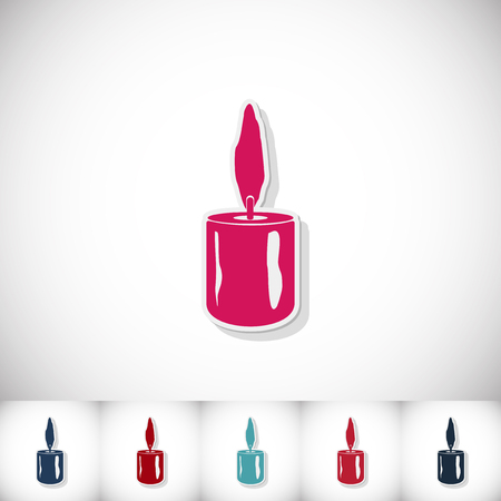 Christmas candle. Flat sticker with shadow on white background. Vector illustrationのイラスト素材