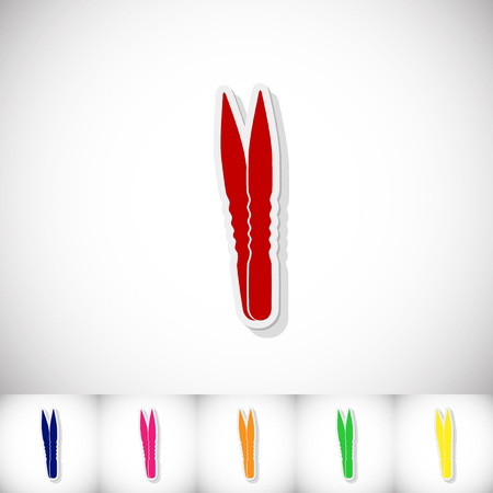 Medical tweezer. Flat sticker with shadow on white backgroundのイラスト素材