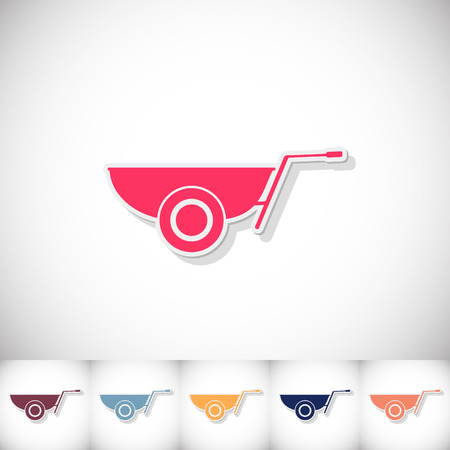 Wheelbarrow. Flat sticker with shadow on white backgroundのイラスト素材