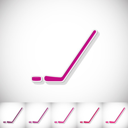 Hockey stick. Flat sticker with shadow on white backgroundのイラスト素材