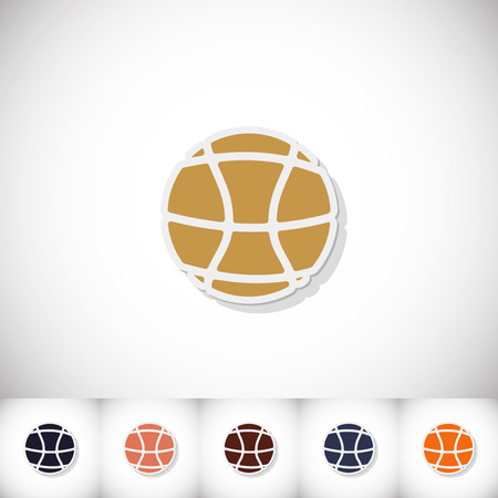 Basketball ball. Flat sticker with shadow on white background.のイラスト素材