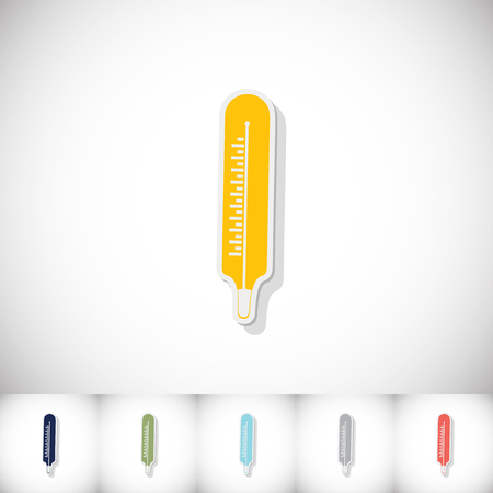 Medical thermometer. Flat sticker with shadow on white backgroundのイラスト素材