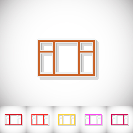 Window. Flat sticker with shadow on white background. Vector illustrationのイラスト素材
