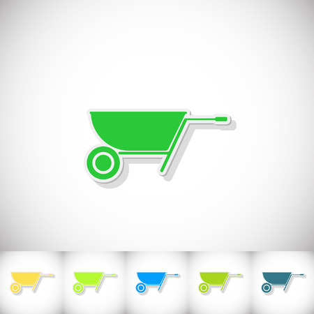 Wheelbarrow. Flat sticker with shadow on white background. Vector illustrationのイラスト素材