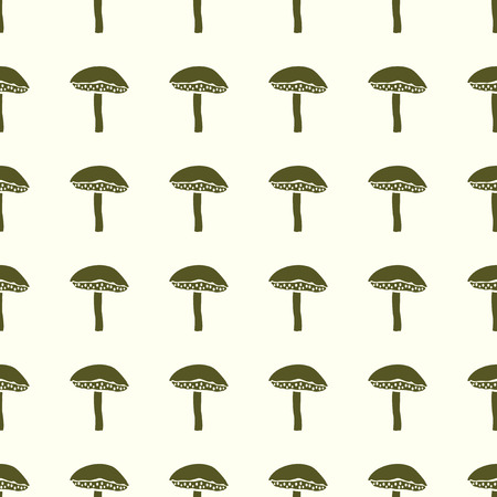 Mushrooms vector illustration on a seamless pattern backgroundのイラスト素材