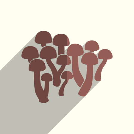 Mushrooms flat icons with of shadow. Vector illustrationのイラスト素材