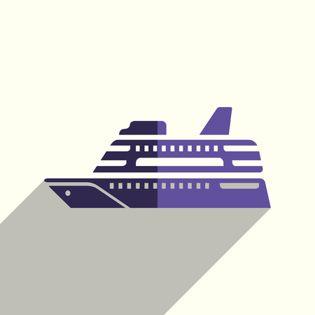 Sea transport flat icons with shadow. Vector illustrationのイラスト素材
