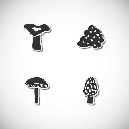 Mushrooms set of icons with shadow. Vector illustrationのイラスト素材