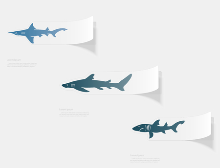 Shark. Flat sticker with shadow on white backgroundのイラスト素材