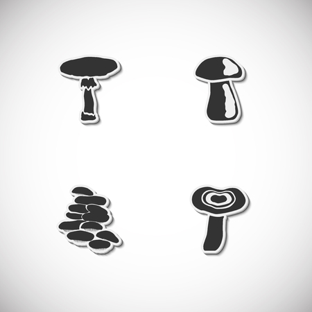 Mushrooms set of icons designのイラスト素材
