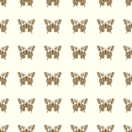Butterfly vector illustration on a seamless pattern background. Set of elementsのイラスト素材