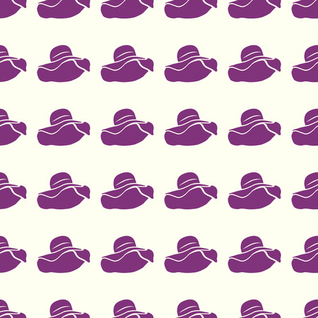 Hat for women vector illustration on a seamless pattern backgroundのイラスト素材