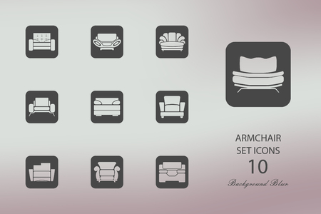 Armchairs. Set of flat icons on blurred backgroundの写真素材