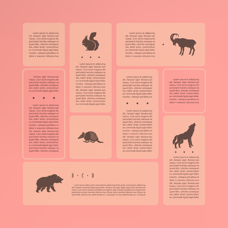 Poster infographics wild animals on a blurry background in an abstract style. Vector illustration with graphic schemeのイラスト素材