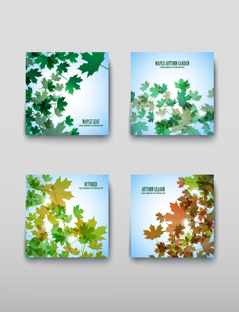 Illustration autumn still life. Maple leaves. Vector backgroundのイラスト素材