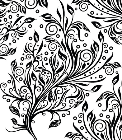 curve ornate pattern a tree silhouette backgroundのイラスト素材