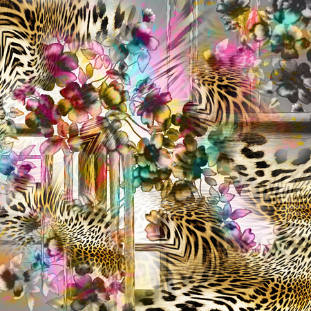 leopard flower patternの写真素材