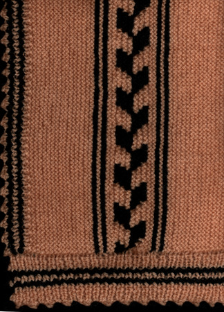 detail of woven handmade knit woolen design texture and knitting needle