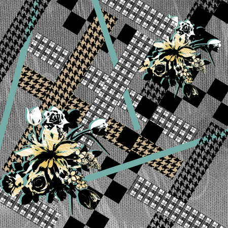 geometric plaid pattern knitwear. Print for cloth design, textile, fabric