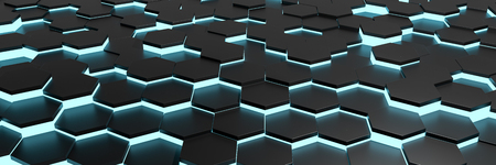 Black and white hexagons backgroundの写真素材