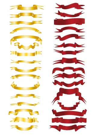 a variety of colors, yellow and red ribbonsのイラスト素材