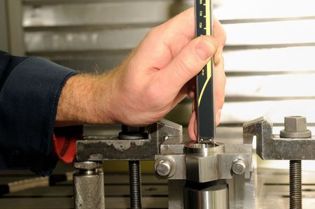 Check measurement of blank in attachment by digital hand caliper